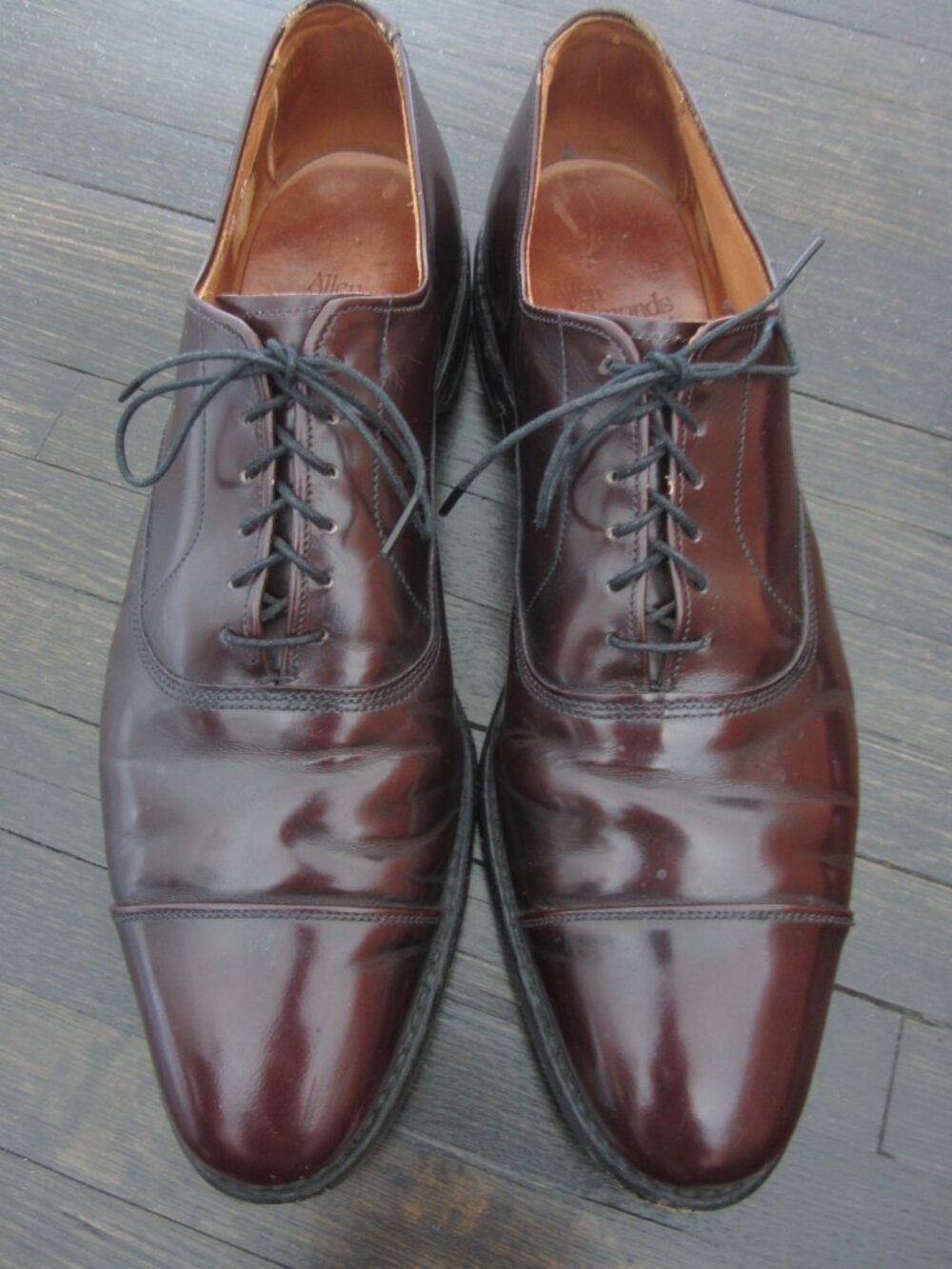 ALLEN EDMONDS PARK AVENUE Burgundy Leather Cap Toe Oxford Shoes Men's 13 AA
